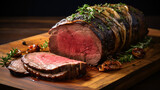 Dry aged roast beef with stuffed bread