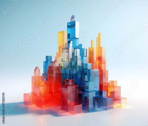 Szklane biura - ilustracja biznesowa, krajobraz miasta - Glass offices - business illustration, cityscape - AI Gneerated