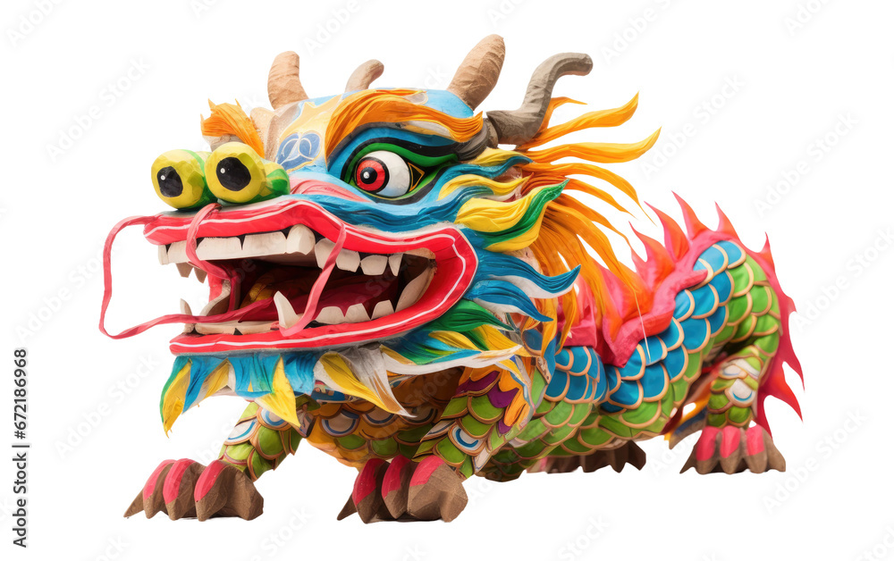 Vibrant Chinese New Year Dragons on Transparent Background