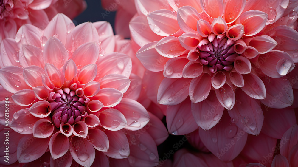 Close-up of dew-kissed dahlias Ai Generative Close-up of dew-kissed dahlias Ai Generative