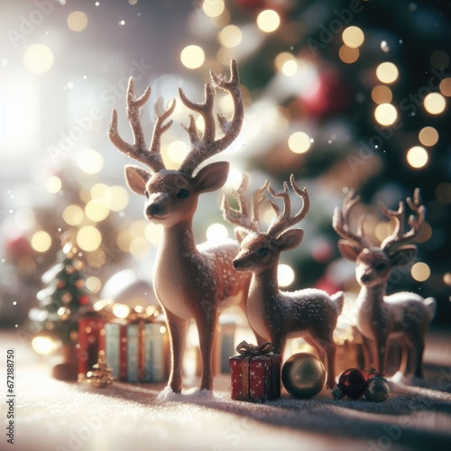 Christmas deer decoration background