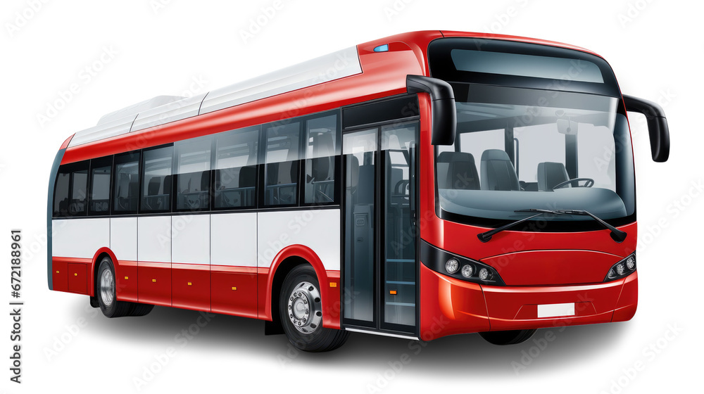 White red tour bus isolated on transparent background