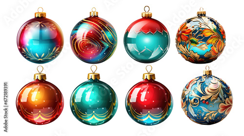 Set red Christmas ball on transparent transparent. Collection different Christmas ball template. New year toy decoration 