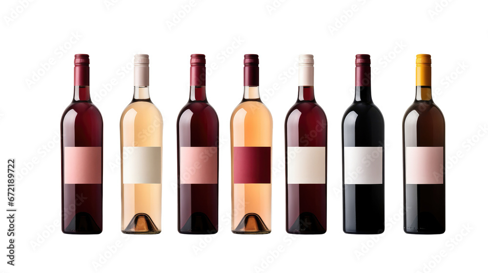 Wine bottles set, isolated on transparent background. Wine bottles set, isolated on transparent background.