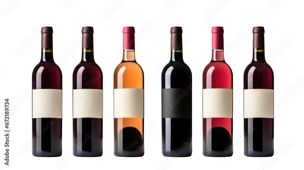 Wine bottles set, isolated on transparent background. Wine bottles set, isolated on transparent background.
