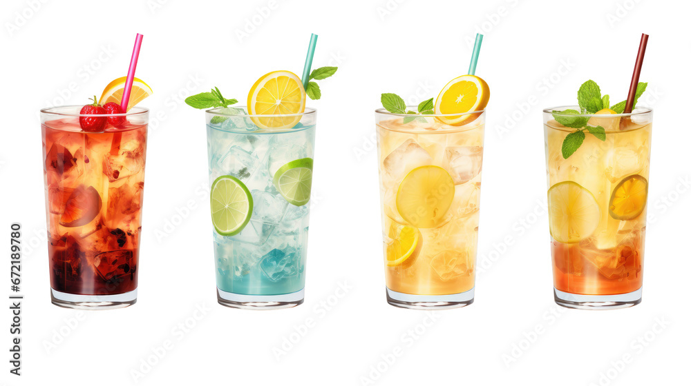 Set of coctails isolated on transparent Set of coctails isolated on transparent