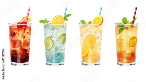 Set of coctails isolated on transparent