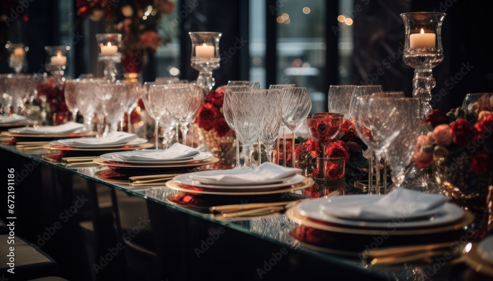 Photo of a Beautifully Arranged Formal Dinner Table Set for a Grand Occasion