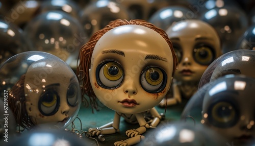 Photo of a Collection of Eerie Dolls Staring With Intense, Haunting Eyes