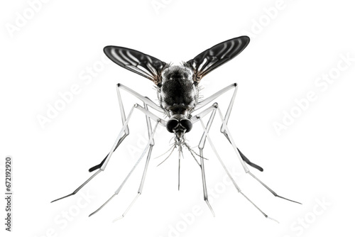 Extreme Close Up of a Mosquito Isolated On Transparent Background.