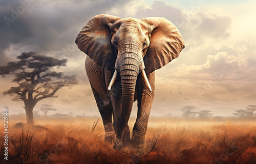 Elephant in the savanna of Africa, Kenya, Africa.