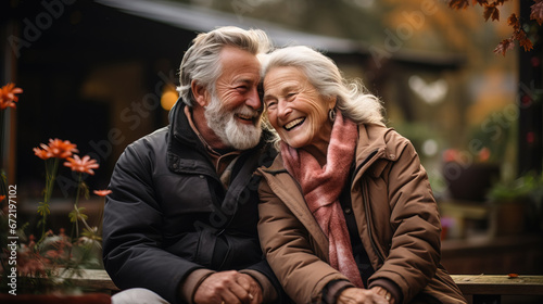Elderly Lovebirds in a Serene Blissful Embrace