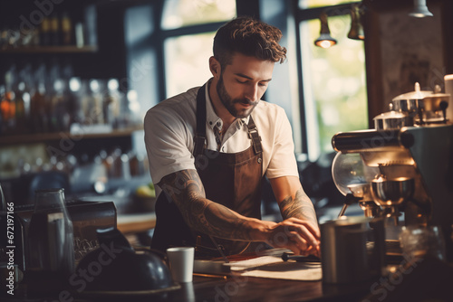 man making coffee