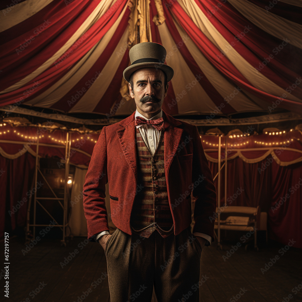 Man in a circus. - obrazy, fototapety, plakaty 