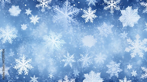 Watercolor snowflakes pattern on silver background - vector illustration of repeated snow texture © Ameer