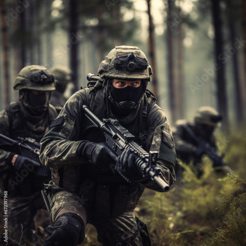 Soldiers training at a military training ground.