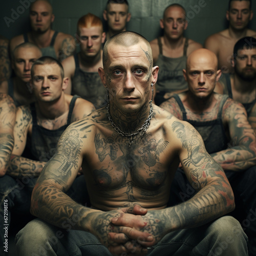 Prisoners with tattoos.