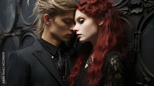 Portrait of a gothic couple on Valentine's Day © 22Imagesstudio