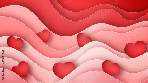 Cute colorful pastel for Valentine's Day background, papercut artwork concept.