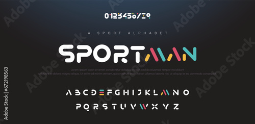 sport future curve, wave modern alphabet fonts. technology typography urban font and number uppercase. vector illustration photo