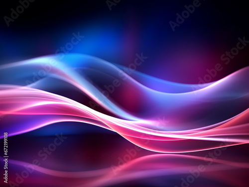 futuristic background with pink blue glowing neon, AI Generative.