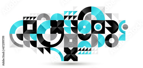 Abstract vector tiling geometric background, Bauhaus style tiles for interior bathroom wallpaper, art style modular geometrical backdrop.