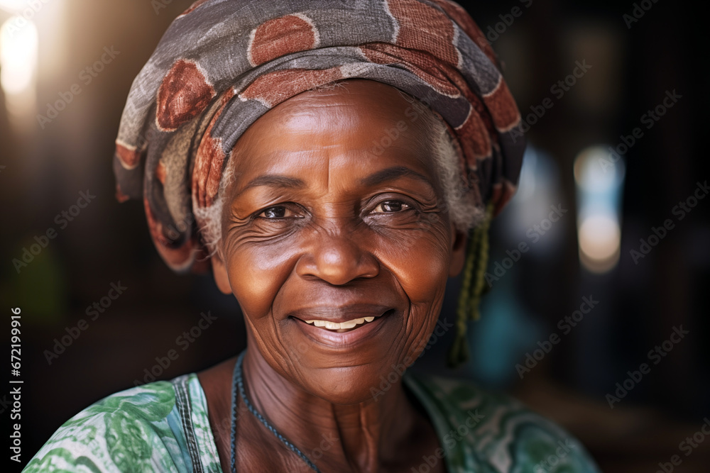 Smiling elderly black woman. Old person. AI. Smiling elderly black woman. Old person. AI.