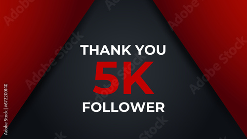 Thank you 5K followers congratulation template banner. 5K celebration subscribers template for social media.