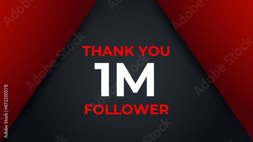 Thank you 1 Million followers congratulation template banner. 1 Million celebration subscribers template for social media.