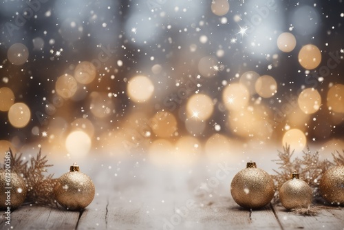 Christmas background with golden balls. Generated with AI