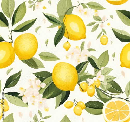 Fresh fruits seamless pattern for wallpaper endless picture, beautiful ripe fruits, nutriology diet © Gizmo