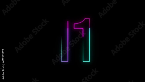 Neon number 11 with alpha channel, neon numbers photo