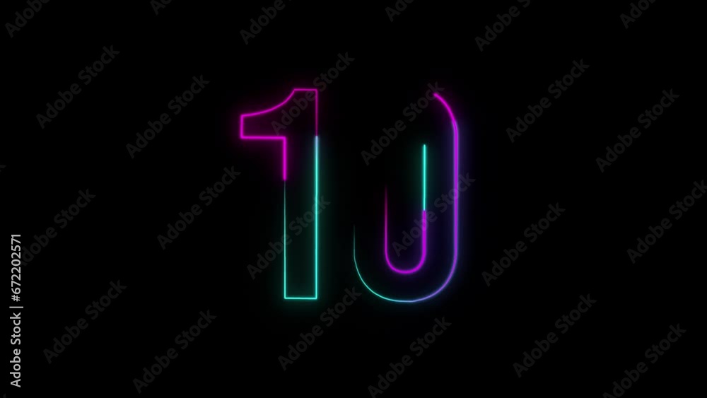 Neon number 10 with alpha channel, neon numbers Neon number 10 with alpha channel, neon numbers