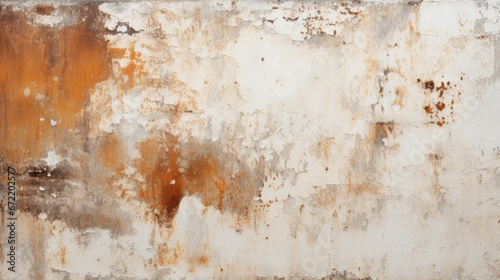 Rusty Metal Elegance: A weathered, white-painted metal wall with streaks of rust, a testament to the beauty of decay and corrosion