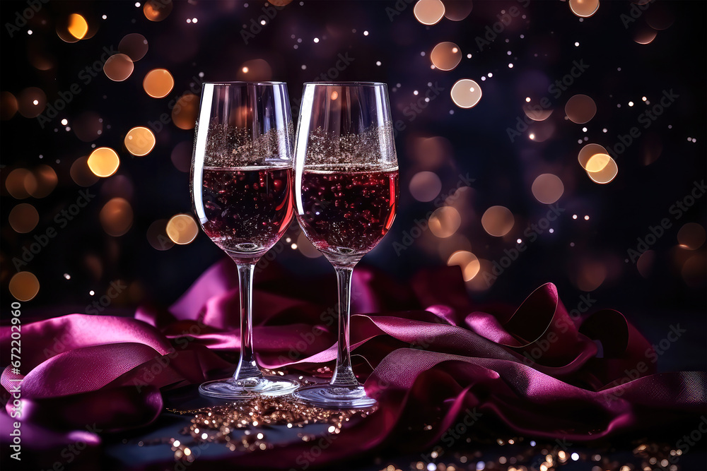 glasses of wine at night on background glasses of wine at night on background