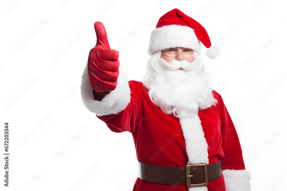 Santa showing thumb up, white isolated background Santa showing thumb up, white isolated background