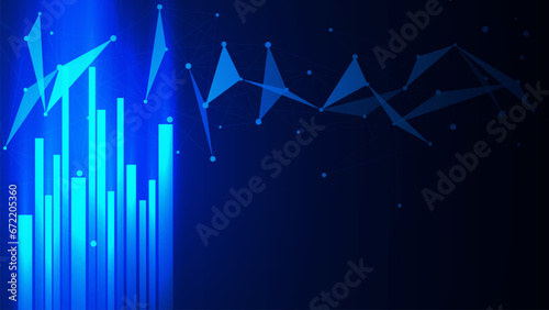 Abstract futuristic technology with light strip and plexus. Network connection and communication concept background.