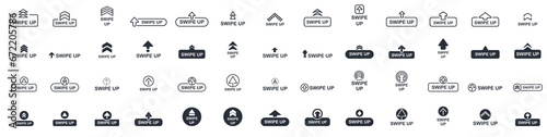 Swipe up icon set for social media stories. Arrow up logo