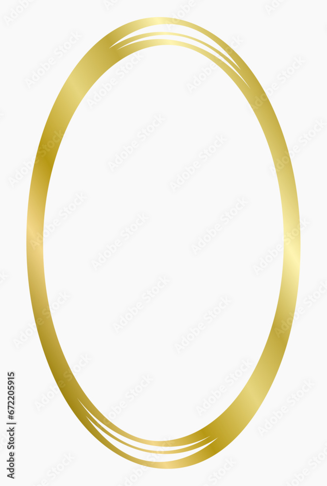 Golden metal oval frame isolated on white. Vector frame for photo. Frame for text, certificate, pictures, diploma Golden metal oval frame isolated on white. Vector frame for photo. Frame for text, certificate, pictures, diploma