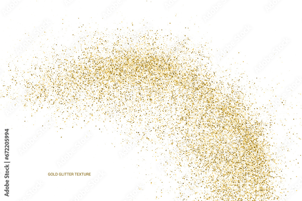 Gold Glitter Vector Texture Isolated On White. Yellow Color Sequins. Golden Explosion Of Confetti. Design Element. Celebratory Illustration Background. 