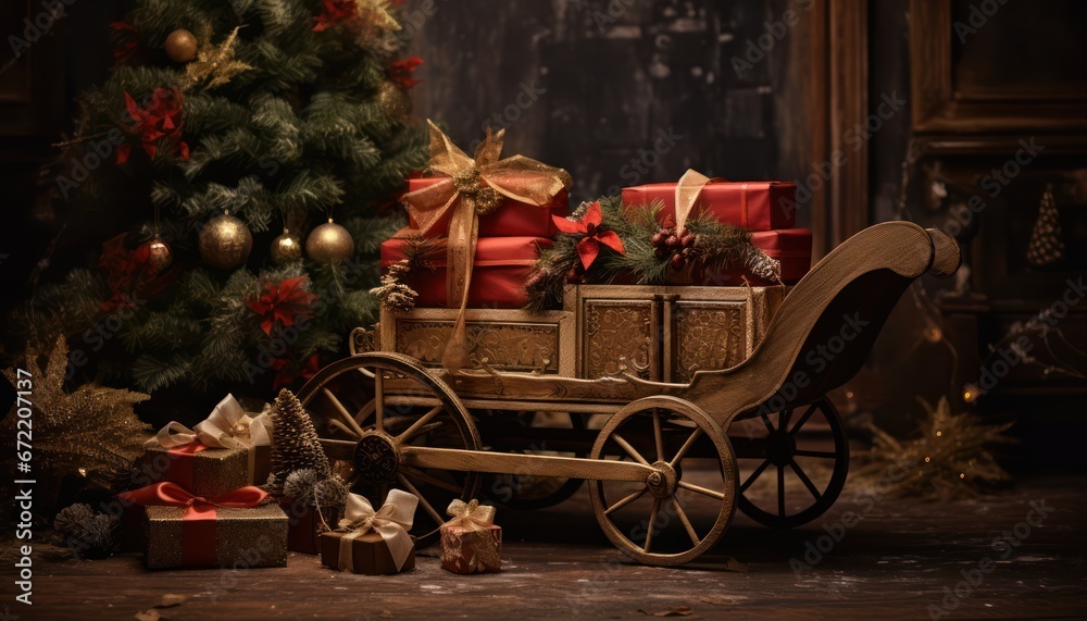 Photo of a Festive Christmas Tree Surrounded by Colorful Presents