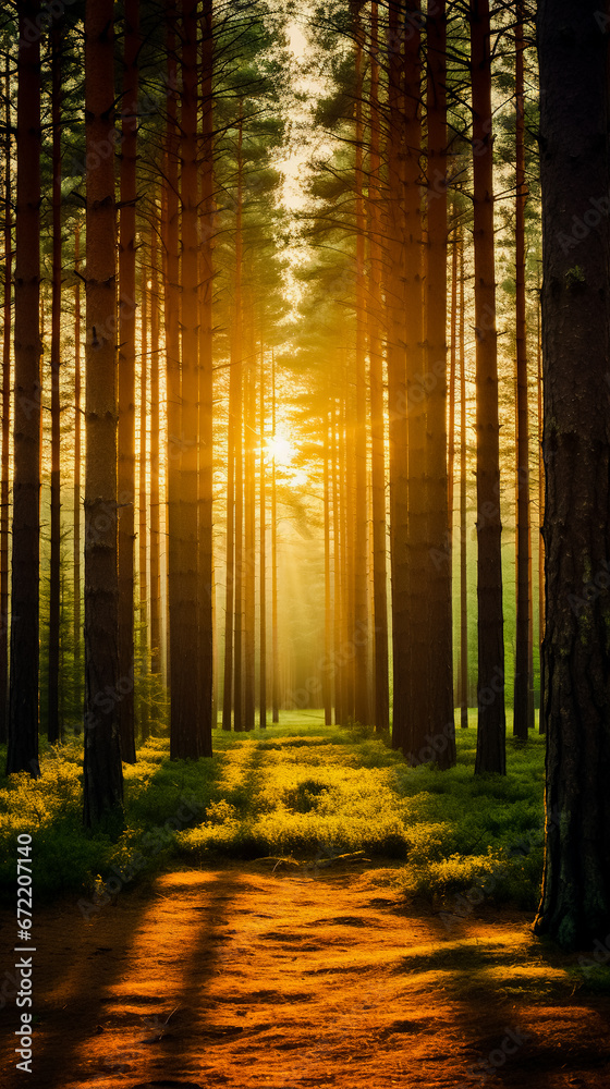 Fototapeta premium Pine forest in Baltic countries.