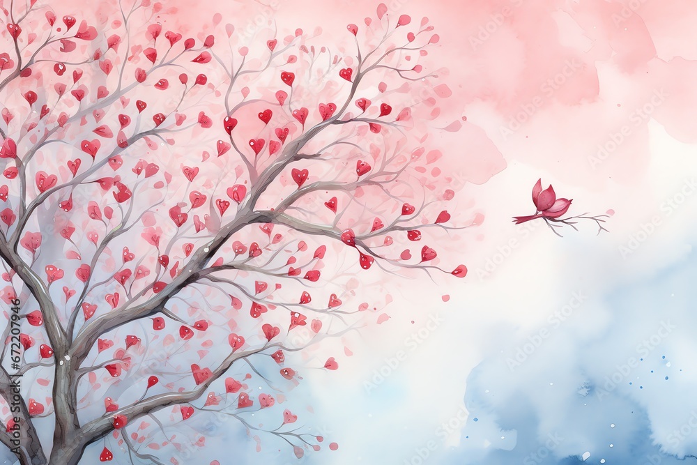 Valentine's day background with hearts watercolor style Valentine's day background with hearts watercolor style