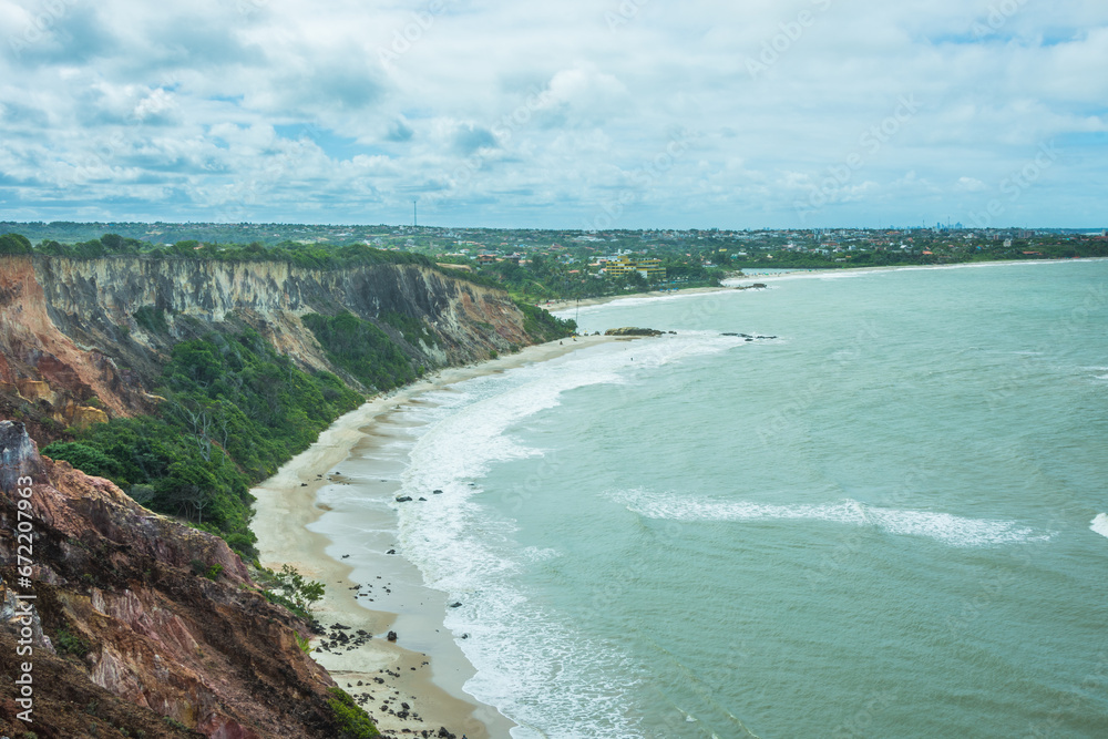View of some beautiful cliffs and Tabatinga beach from the Finger of God viewpoint - Conde, State of Paraiba