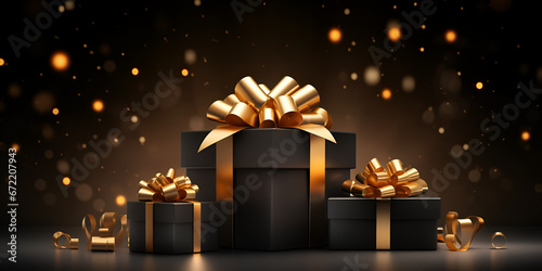 Black friday wirh shpping bag and gift box Online Shopping Concept in black friday photo