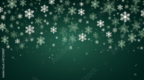Joyful vector Christmas decoration adorning green background with snowflakes - festive holiday illustration