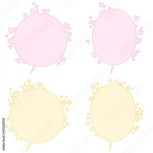 Speech bubbles set happy star and love colors vector