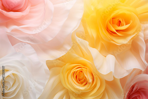 Obraz na płótnie A beautiful bouquet of fresh roses with yellow and pink petals w salonie