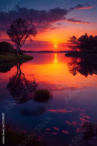 Sunset over the lake