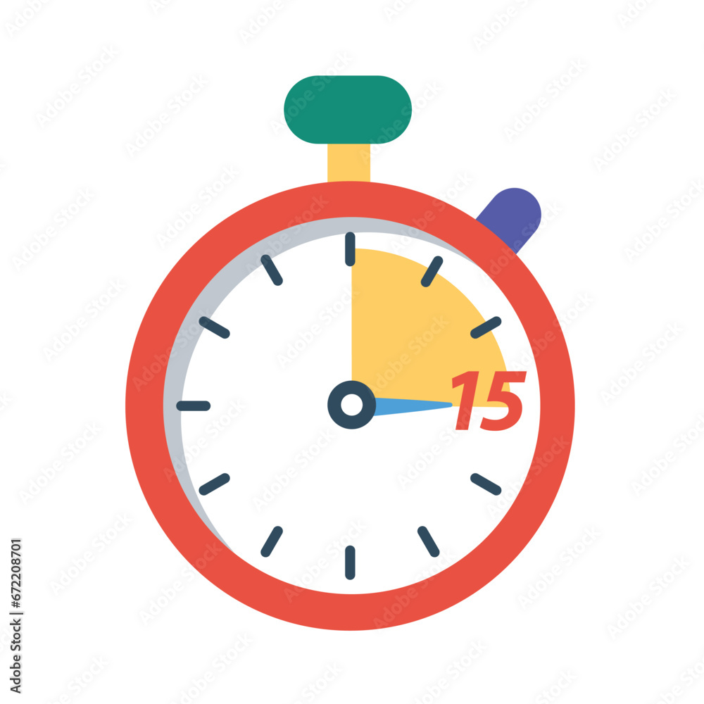 Stopwatch Reminder in 15 Minutes or Second, Clock Illustration Stopwatch Reminder in 15 Minutes or Second, Clock Illustration